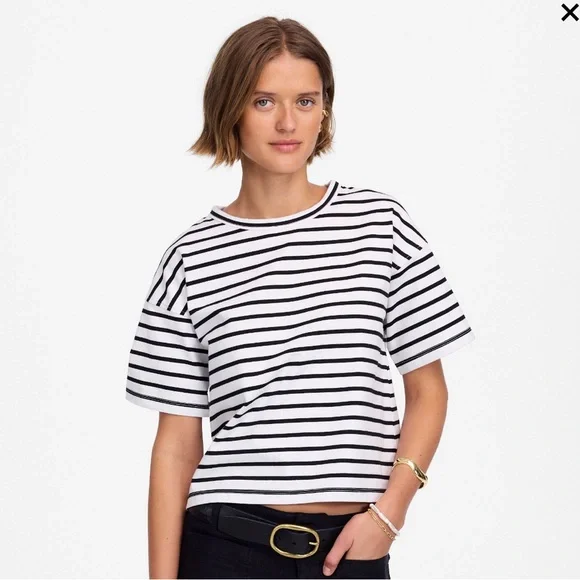 Madewell Everday Boxy crop tee in stripe - Picture 1 of 5